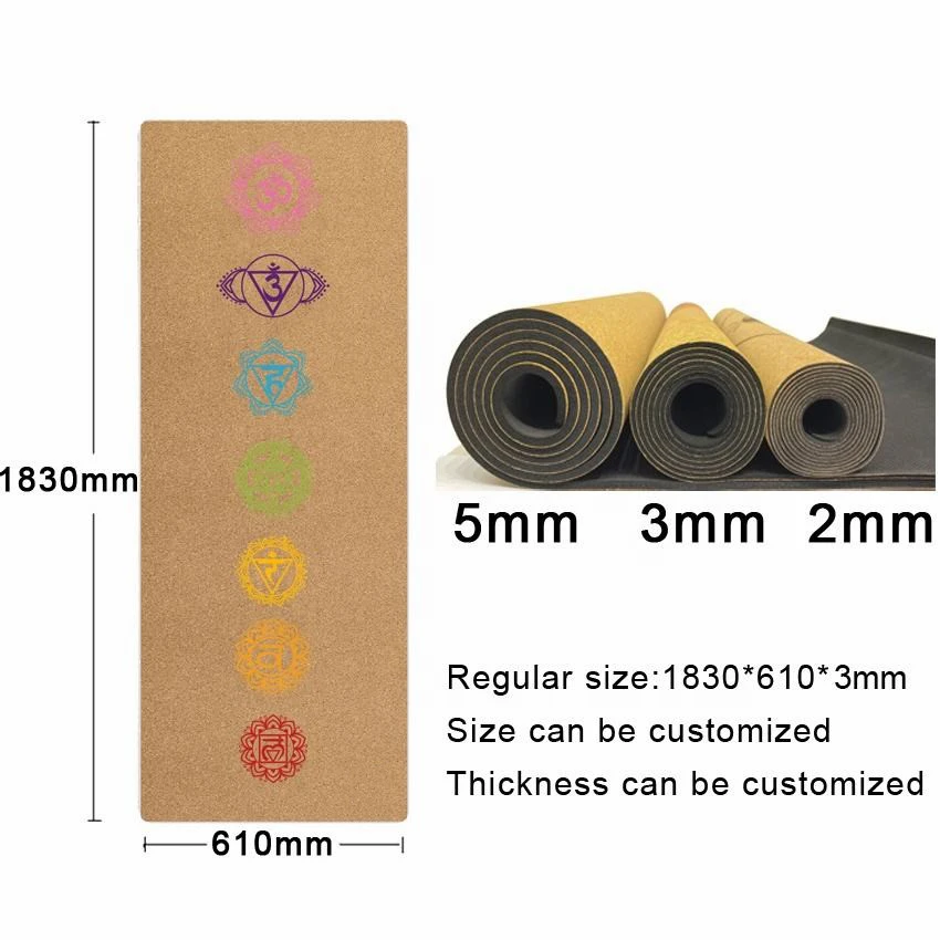 Custom Logo Eco Friendly Natural Fitness No Slip Custom Cork TPE Yoga Mat