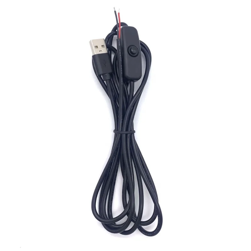 Customize 2 Pin Power On Off Controller Charging Open Wire Usb Cable With Switch On /Off Switch
