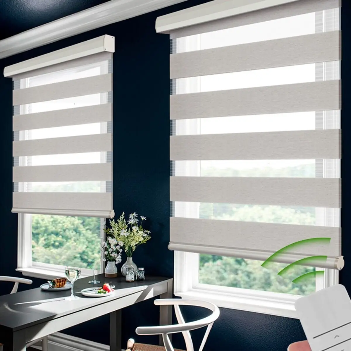 Моторизованный пульт дистанционного управления Google Home Alexa умный автоматический дневной и ночной ролик затенение электрический Wifi двухслойный Зебра жалюзи