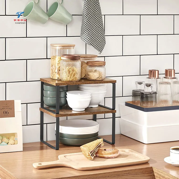 2 Pack Cabinet Stackable Expandable Corner Countertop Spice Organizer Racks Storage and Shelves