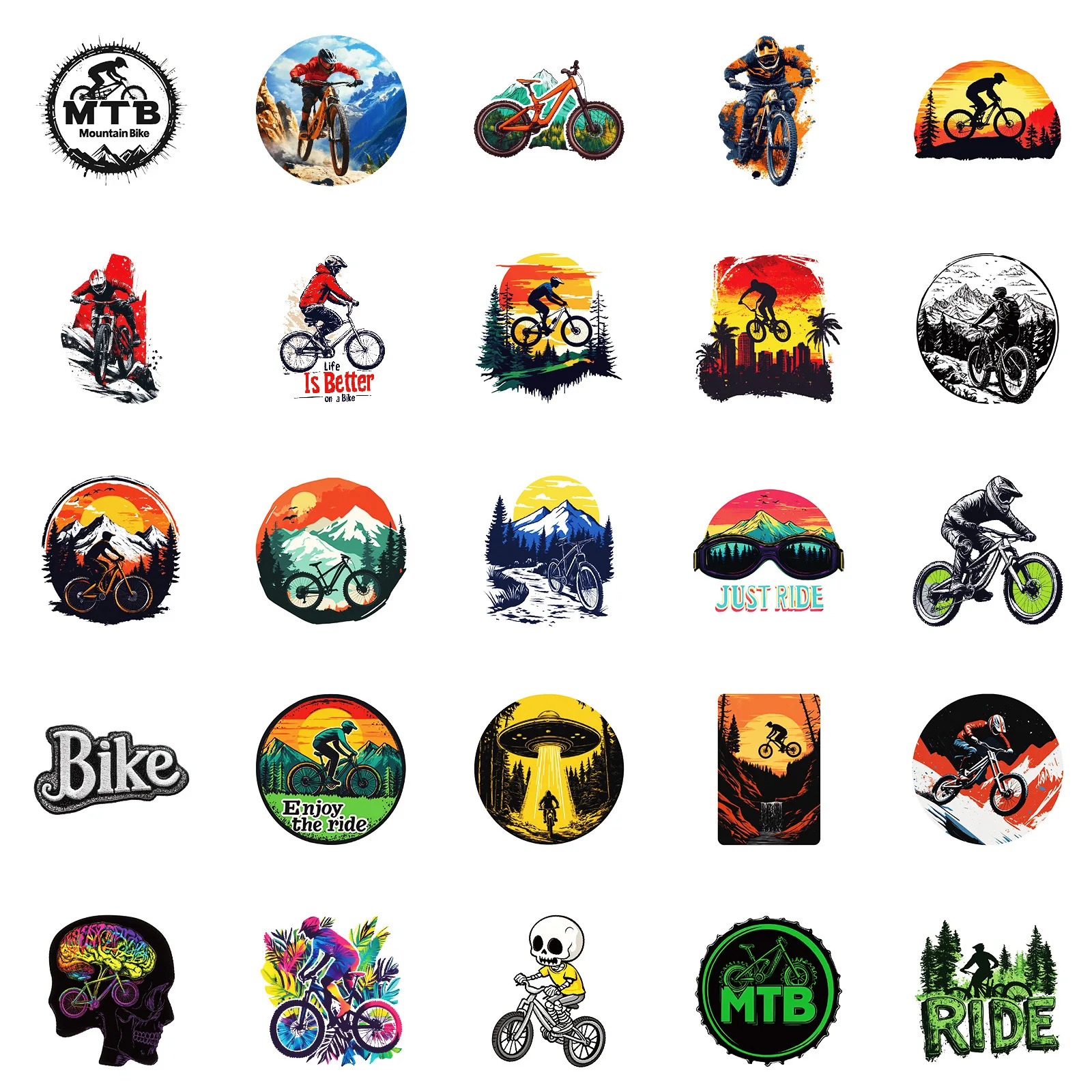 50Pcs Personalized Outdoor Cycling Graffiti Stickers For Bicycle Decor Mountain Bike Rider Gift Sticker