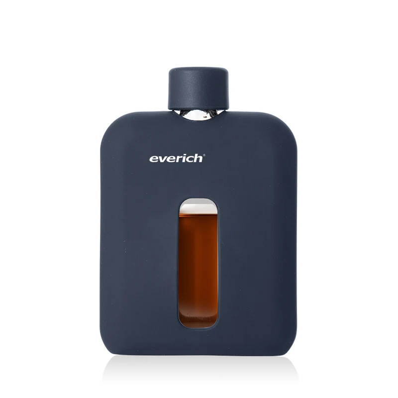 Modern Glass Hip Flask Glass Flask Bottle with Caps for Liquor & Spirits Durable Liquor Glass Flask with Cork Lids