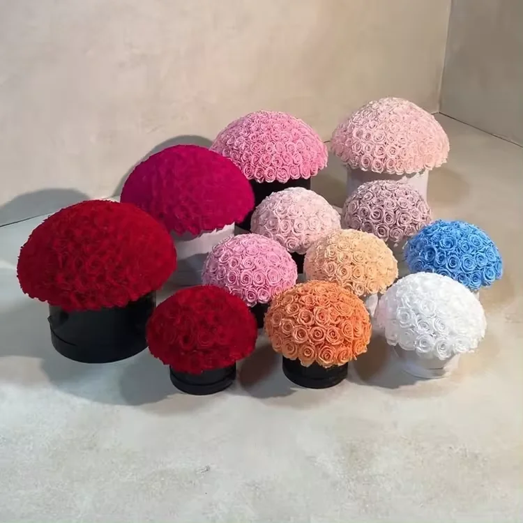 Customized Logo Immortal Infinity Eternal Forever Preserved Flower Box Stabilized Preserved Roses In Round Square Heart Box