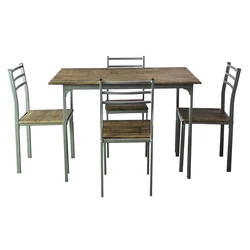 Cheap Wholesale Dining Table Set With 4 Chairs 6 Seaters Modern Metal Wooden Table Dining Room Set