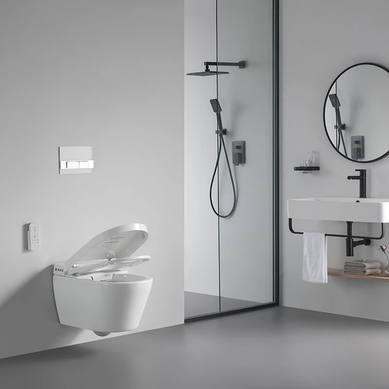 High quality automatic hotel ceramic wall hanging bidet smart toilet ceramic smart wc toilet automatic flush toilet