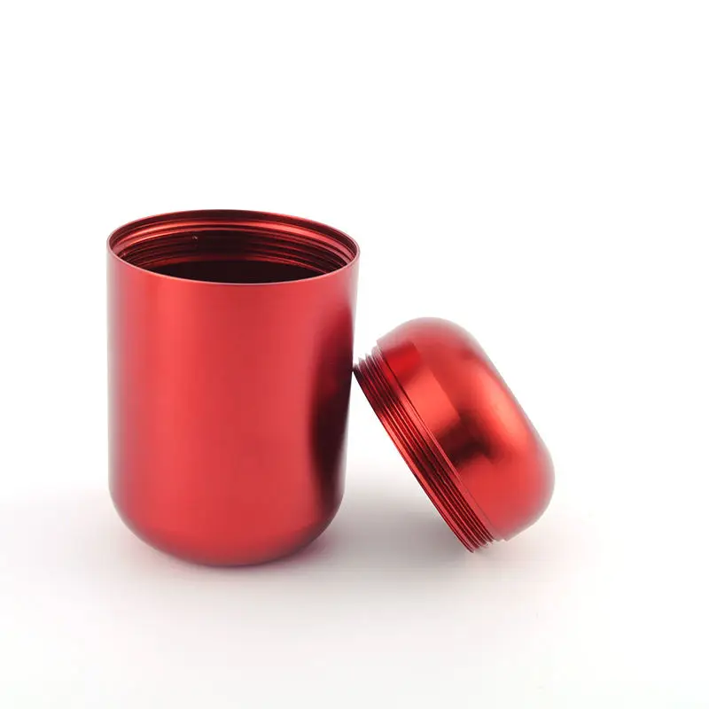 Factory stock wholesale Custom High Quality Aluminium Alloy Storage Jar 44*72mm Sealed Color Smoking Tobacco Storage Jar