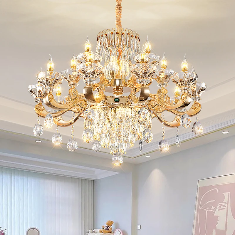 2024 New Hot-sale Modern Chandelier Golden Crystal Luxury Large Home Hotel Villa Living Room Decoration Chandelier