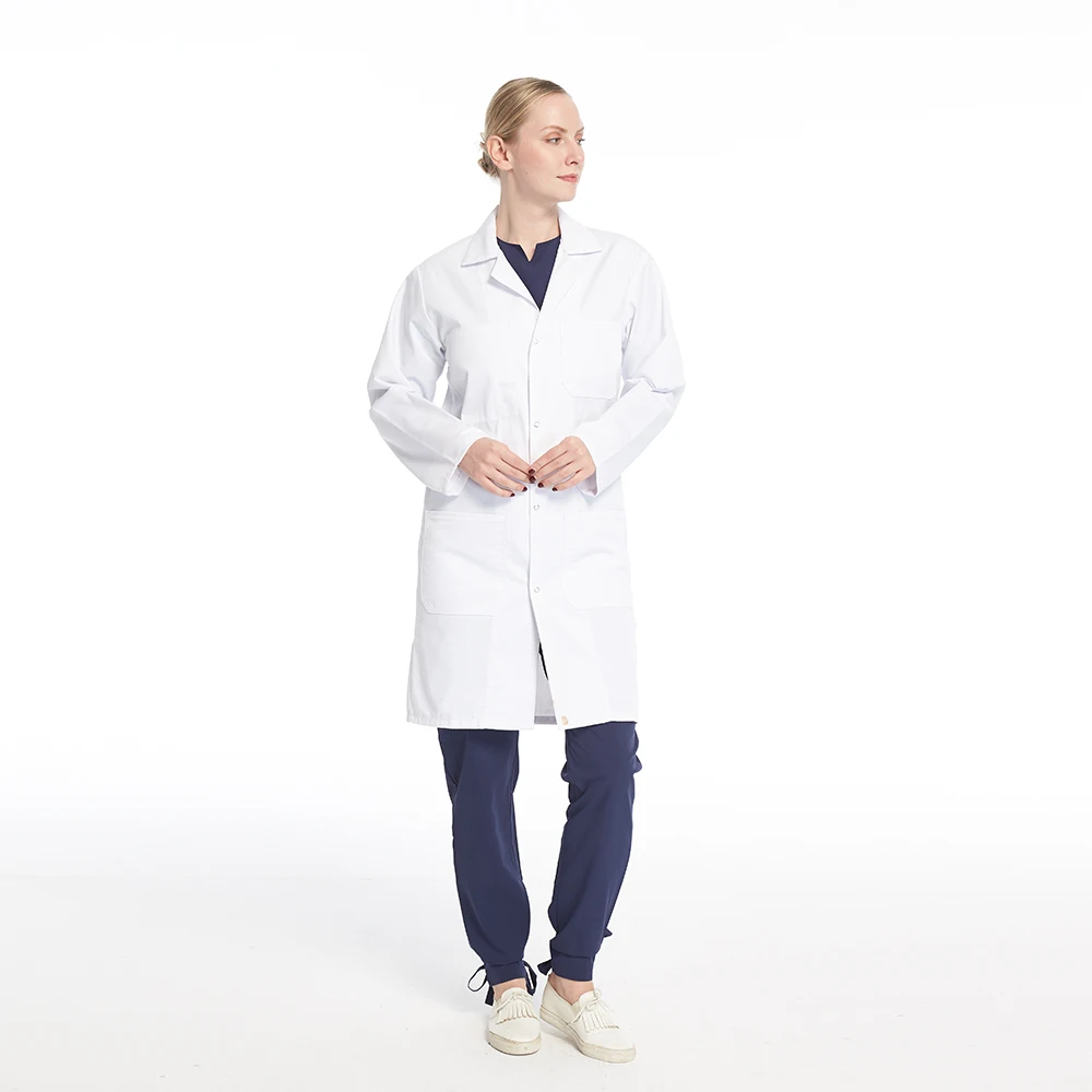 Custom White Lab Coat Doctor Medical Work Robe Long Gowns Uniform Hospital Pharmacy Clinic Staff Wear Workwear