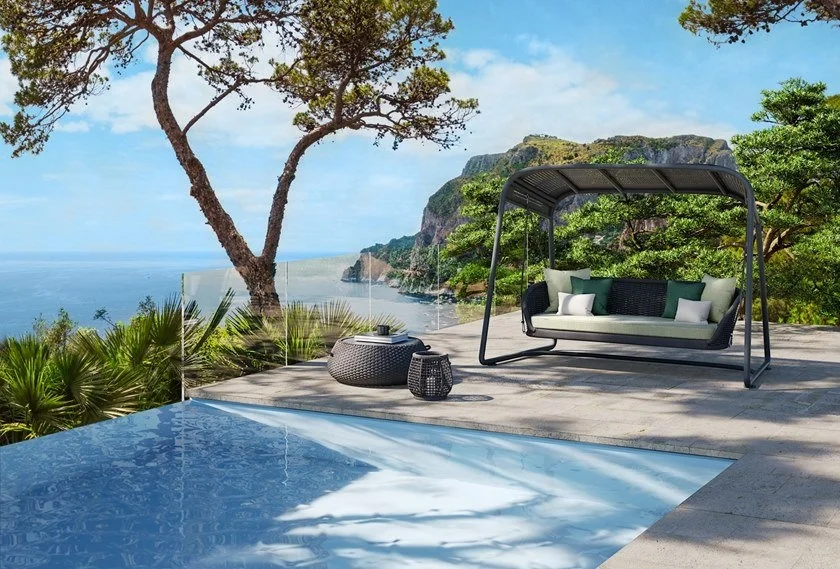 Hotel luxury  outdoor furniture 3 seater  canopy  swings