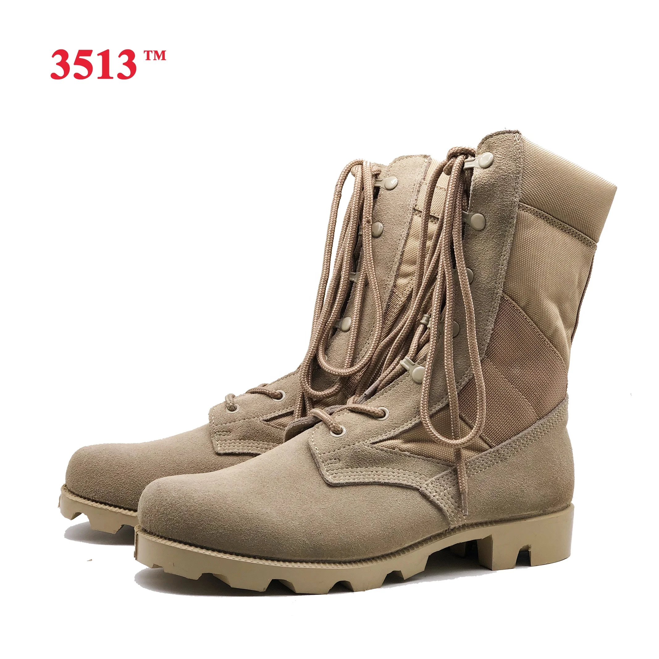 genuine leather and canvas desert combat boots  with zipper shoes for men