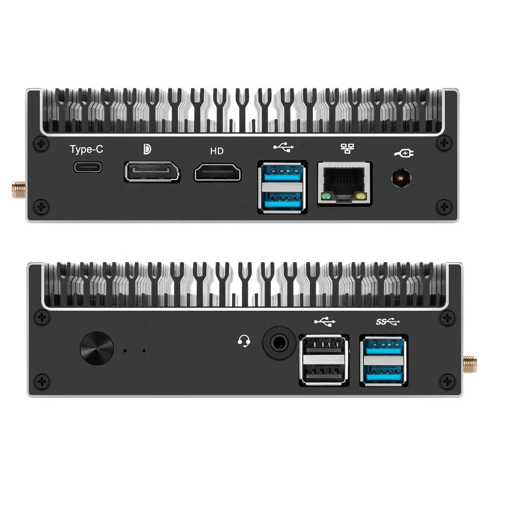 MiniTree Office Mini Fanless PC Intel Core i3 10110U i510210U i7 10510U DP HD 4K 2*DDR4 64GB M.2 NVME RJ45 Type C Linux WIFI5