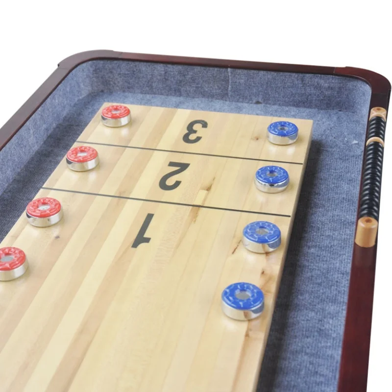 
2021 High Quality 9ft 12ft Standard Solid Wood Playfield Shuffleboard Game Table 