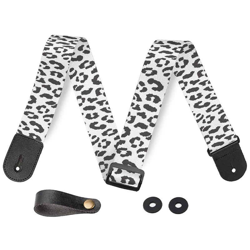 Custom Polyester Guitar Strap Classical Leopard Print Bass Beginner Instrument Hold Accessories  Guitar Strap Lock Shoulder Belt