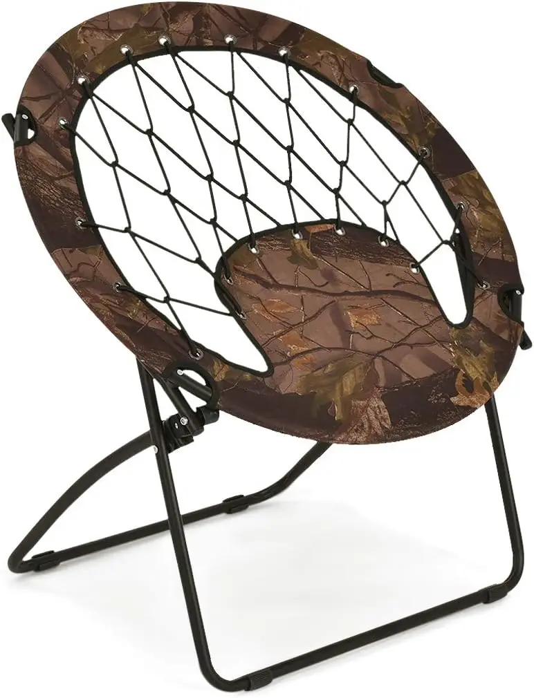Garden Outdoor Gray Spider Web Folding  Round Bungee Chair Folding Moon Chair