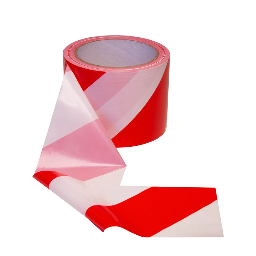 MANCAI Factory Price Sign Tape Warning Roll of Non-Adhesive Beacon Tape 100 Mx 80 mm Red and White Barrier Beacon Tape