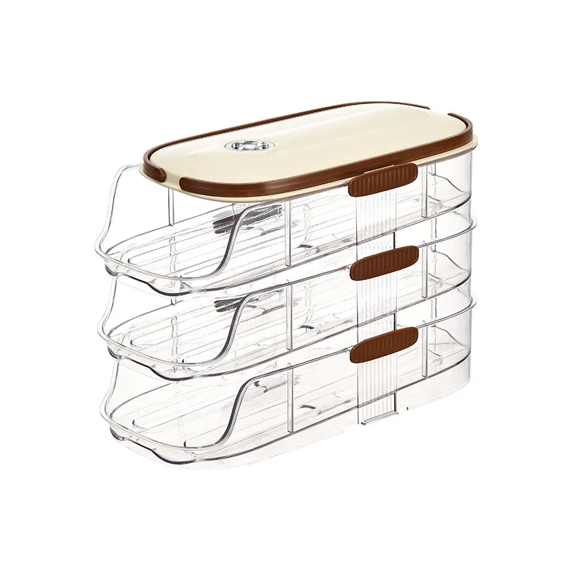 New design auto egg organizer storage egg holder roll egg container for refrigerator kitchen