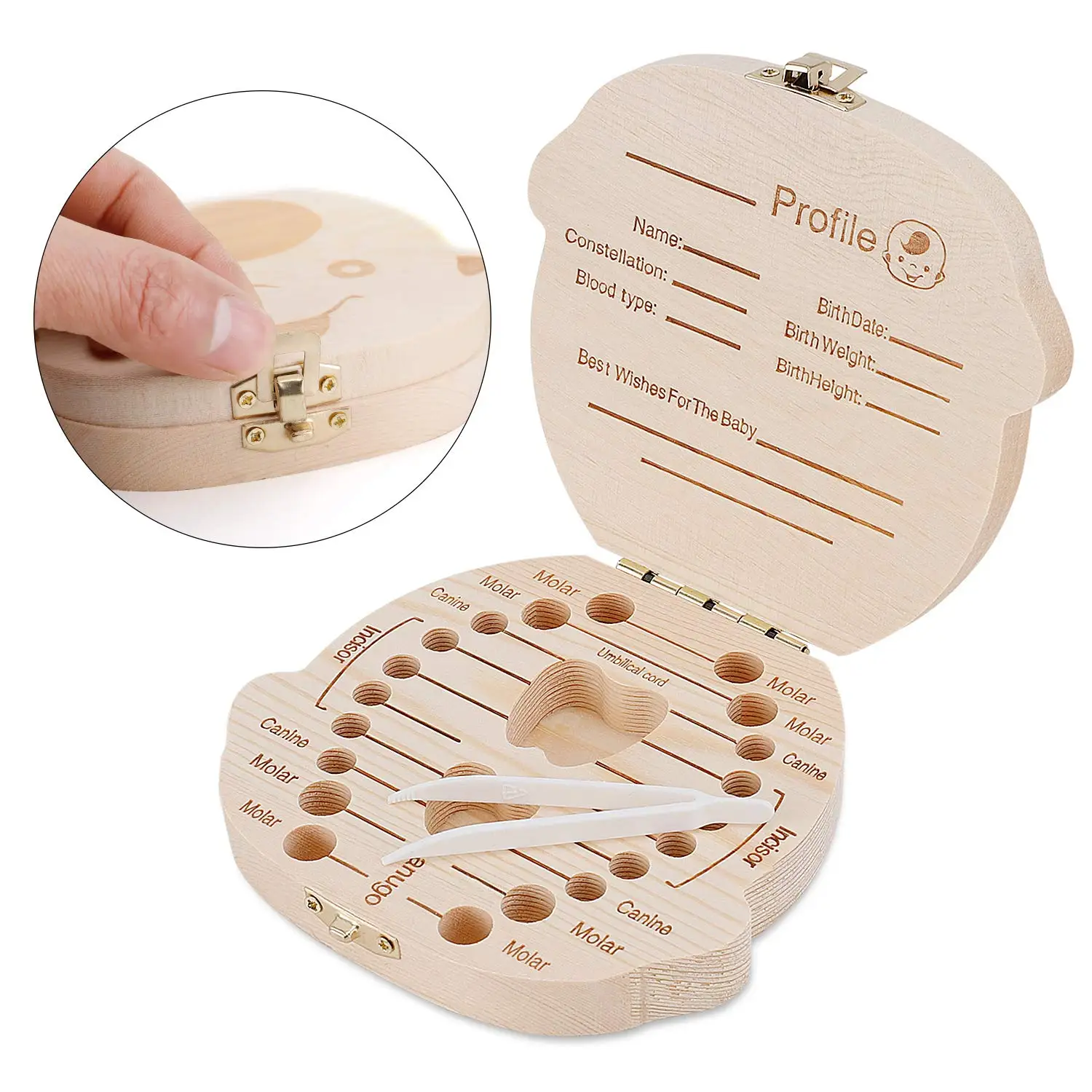 New Design Wooden Baby Teeth Box with Lid Wooden Box Wholesale