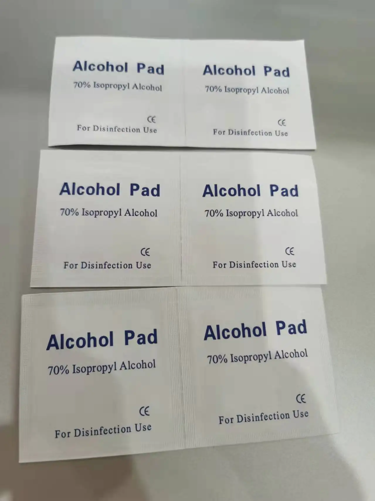 Non-woven  pad and 70% isopropyl alcohol pads and clean wipe