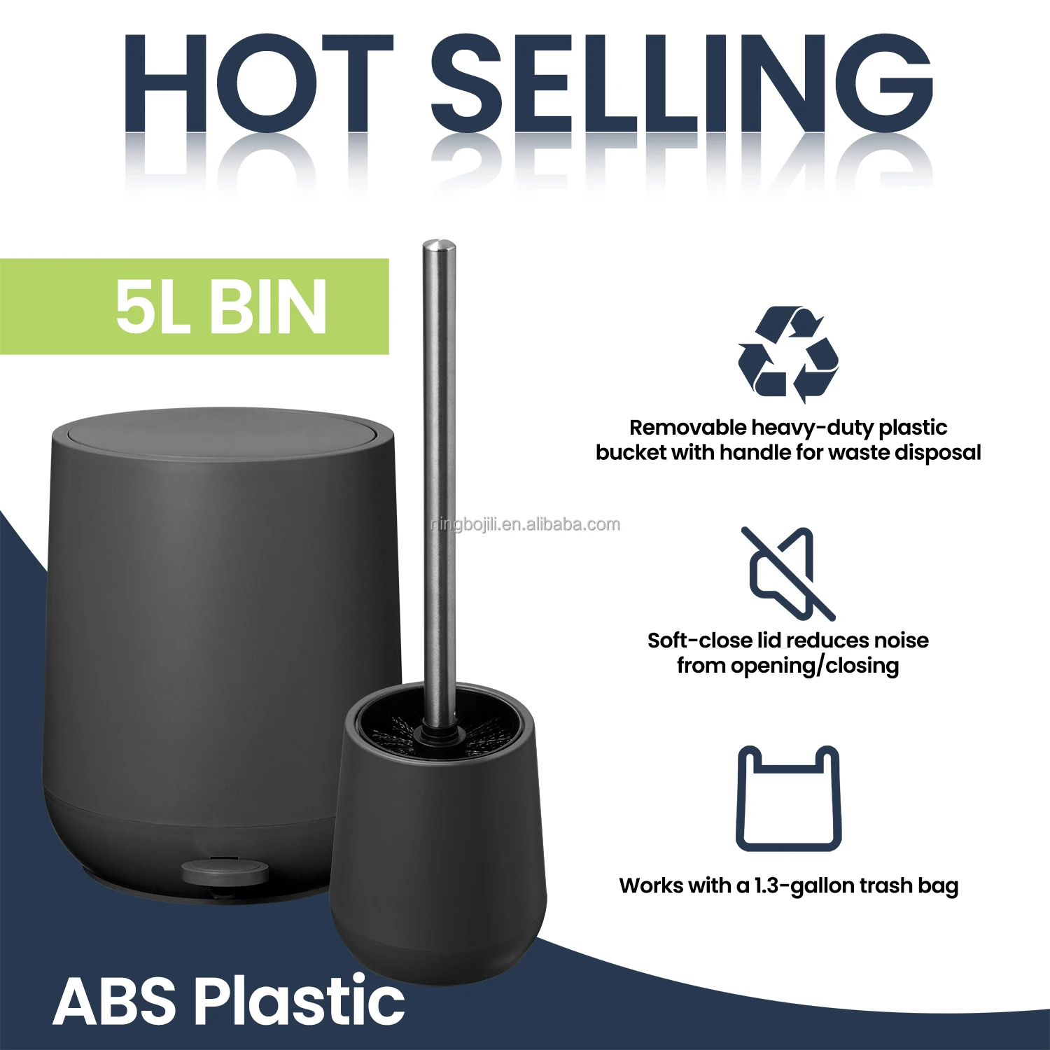 2024 J&L OEM 5L Sensor Recycle Cans Stainless Steel Kitchen Smart Dustbin Garbage Cans Waste Foot Pedal Trash Bins