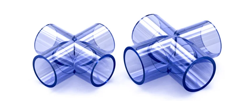 Transparent UPVC pipe fittings Transparent UPVC Cross  DN15-DN50