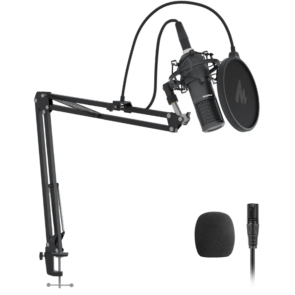 
Professional XLR-XLR Microphone Kit with Microphone Stand for Broadcasting Condenser Microphone 
