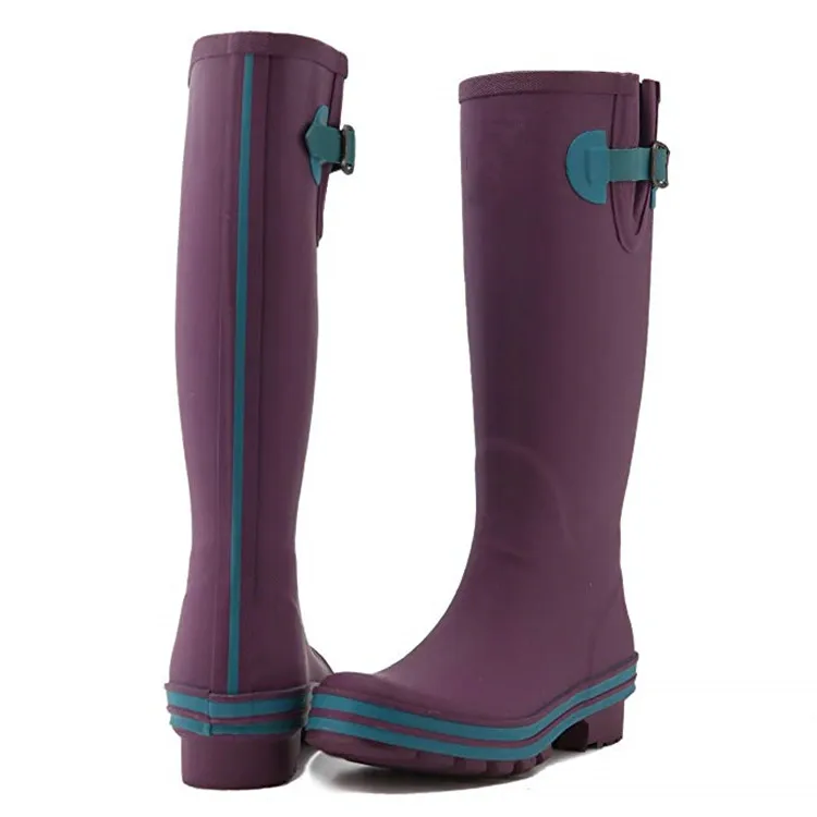 Wholesale Customized Waterproof Non Slip High Heels Vulcanization Tall Rain Boots With Custom Printing  Gumboots For Women