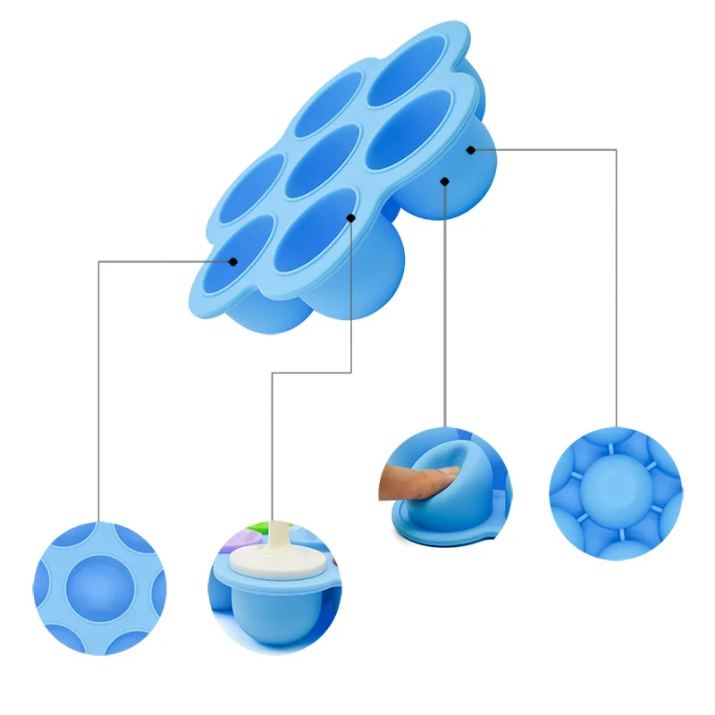 New product Fashion DIY  Food Grade Silicone 7 Hole  Ice Pops Mold With Colorful Sticks