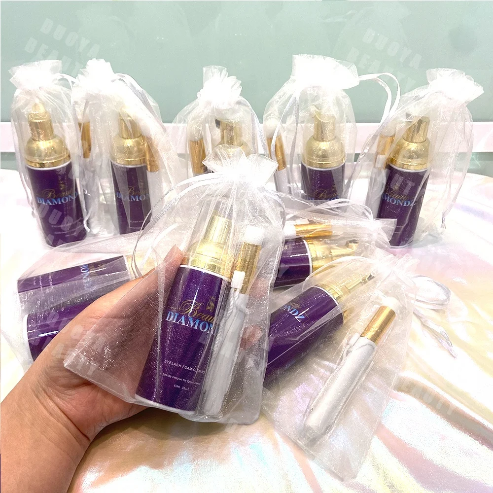 Foam Lash Shampoo kit 3 in 1 30/50/60ml Lash Bath And Cleansing Brush With Glitter Mascara Wand Cleanser Remover Lashshampoo