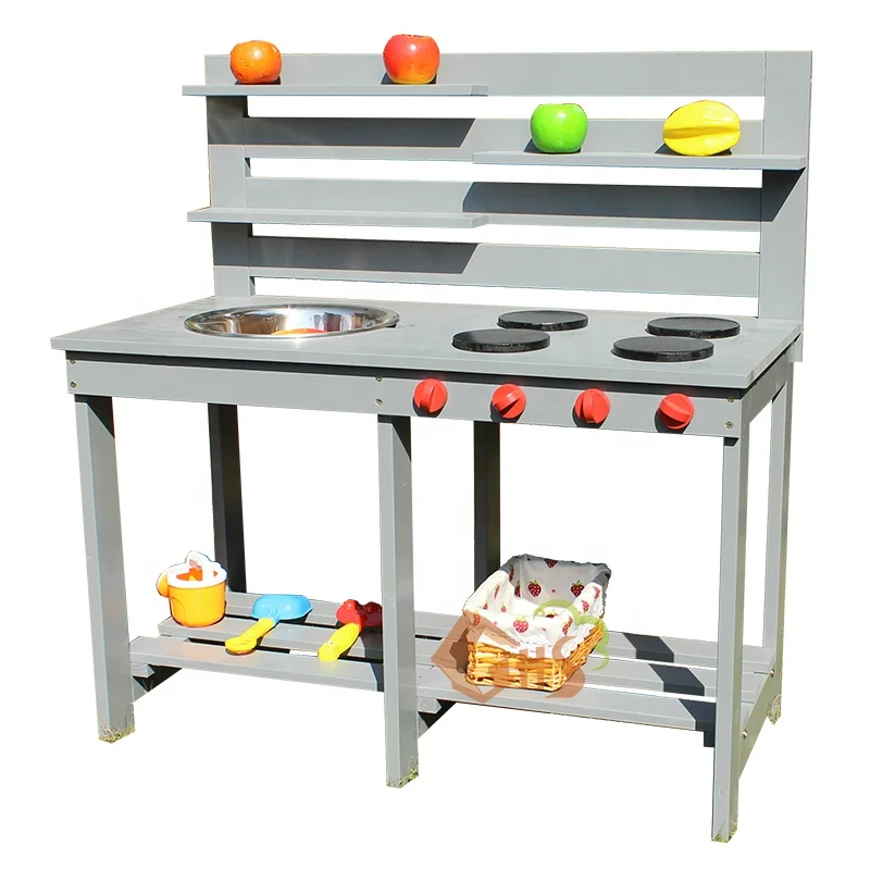 Детская деревянная уличная игрушка для ролевых игр игровой Набор кухни с раковиной