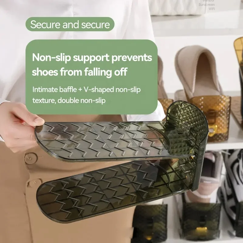 2023 New Design Household Shoe Rack Adjustable Double-Layer High-Quality Plastic Shoe Rack