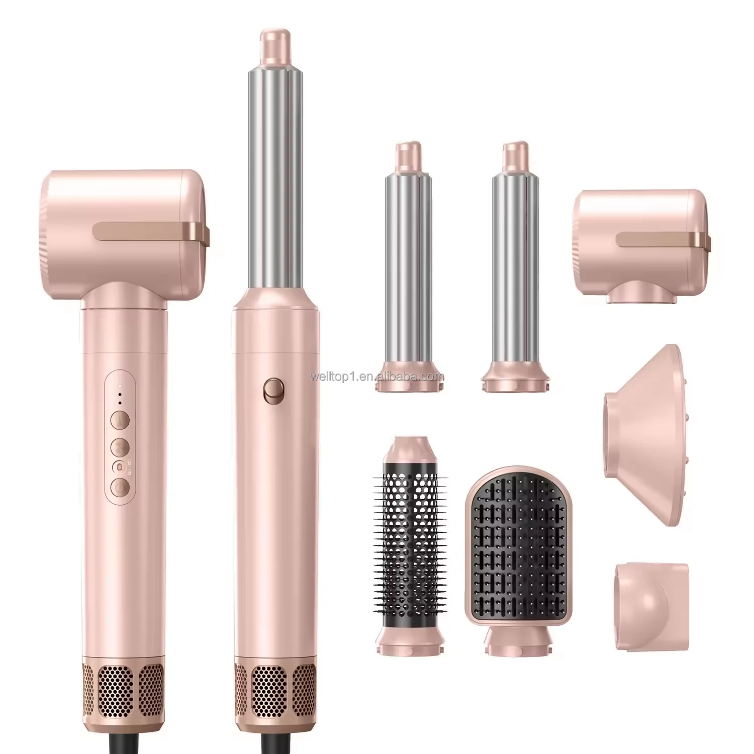 Professional 7 in 1 Hair Styling Tools Complete Styler Set Blower Brush Hair Dryer Extensions Styler