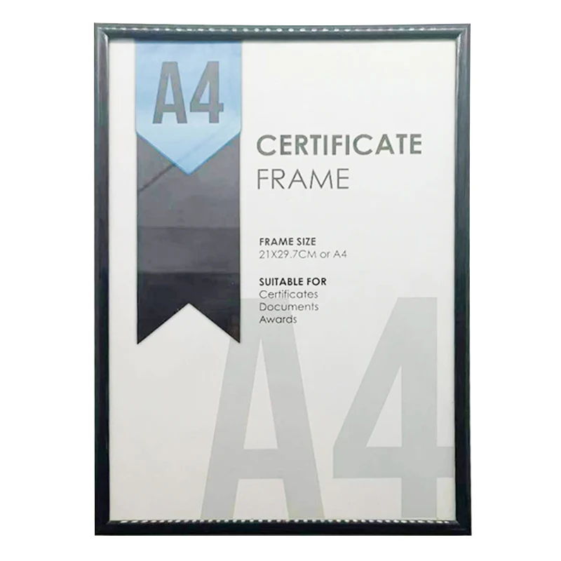 2023 Factory wholesale picture frame custom PVC  A4 frame 21*29.7 cm diploma certificate plastic frame