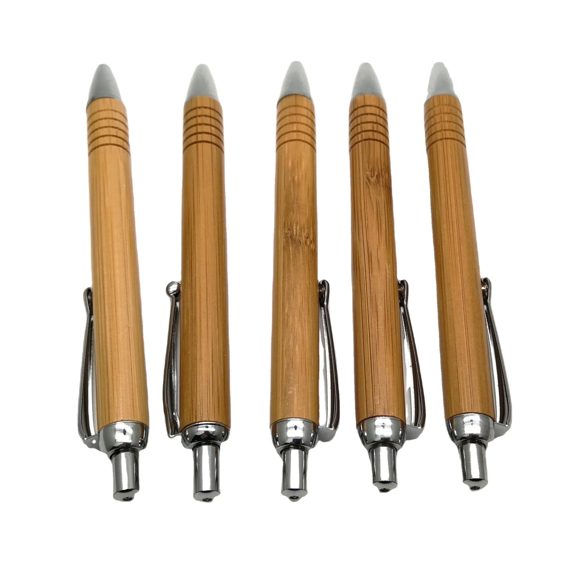 Eco friendly High Quality Cute Wholesale Promotional Bamboo ballpen with metal clip logo customized stationery