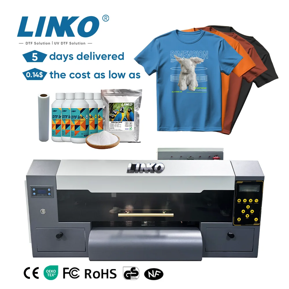 LINKO Roll A3 DTF Printer Dual i1600 Print head  DTF Printer Printing Machine For Cotton T-shirt Printing