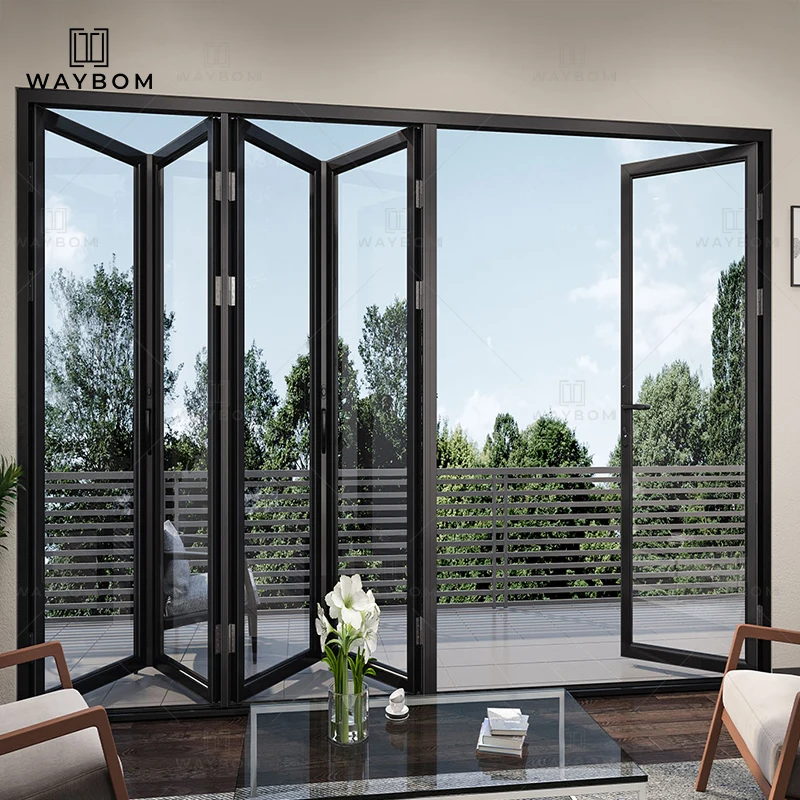 Exterior Conceal Stacking Sliding Patio Door Large Double Tempered Aluminum door profile Hidden Glass Pocket Slide Doors Inside