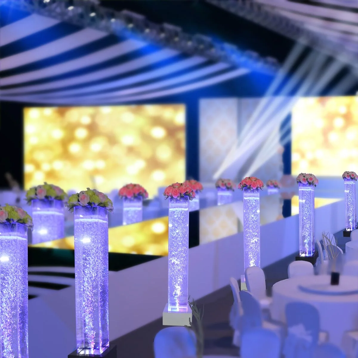 LED Light Decoration Water Bubble Column Square Design Wedding Decoration