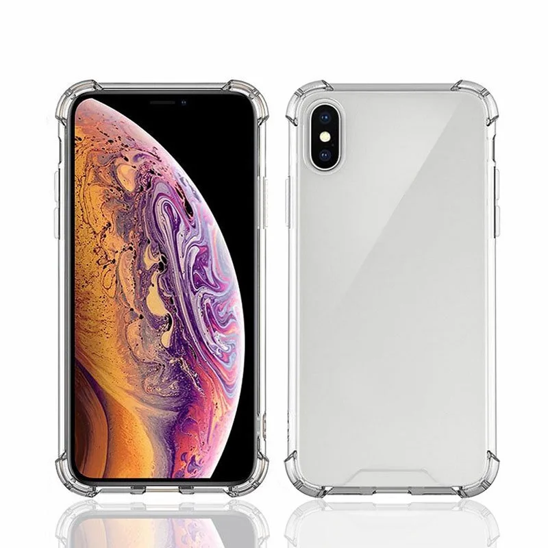 
Wholesale shockproof durable PC back TPU frame Clear Crystal cell phone case cover for iPhone 7 8 XS 11 for Samsung s20 