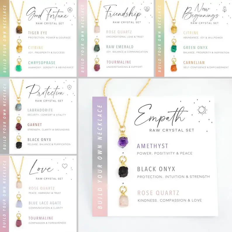 Zooying Zodiac Natural Stone Necklace Aries Zodiac Birthstone Necklace DIY Raw Rough Stone Necklace
