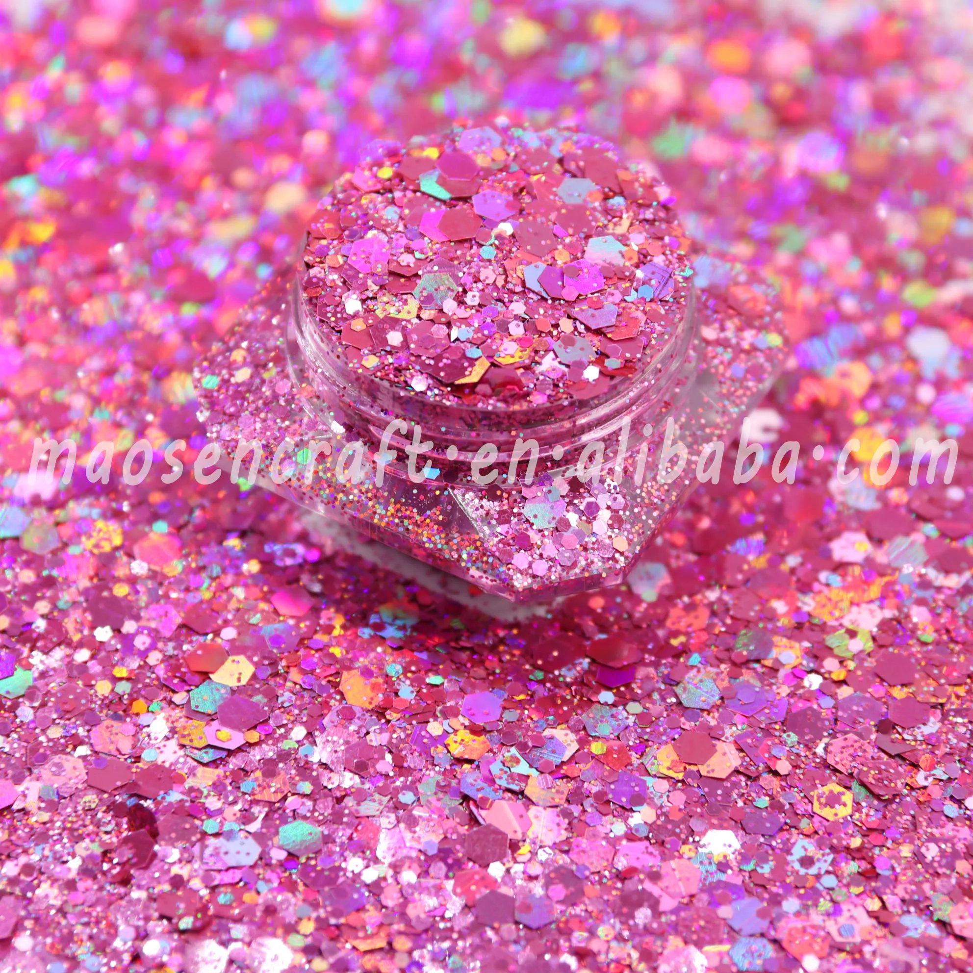 New Design Solvent Resistant Polyester Holographic Rose Gold Chunky Glitter For Nail Resin Tumbler