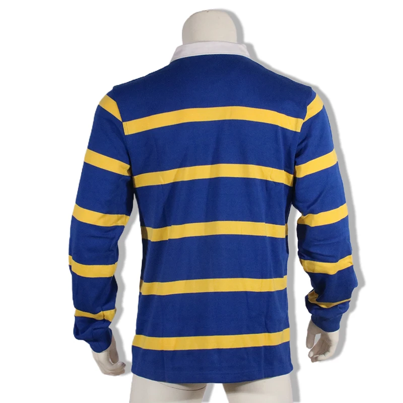 Men Custom Long Sleeve Rugby Polo Jumpers Football Jersey Wear Cotton Knitted Striped Rugby Shirt