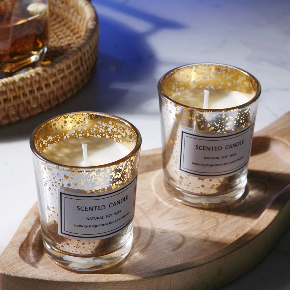 wholesale Luxury glass jar natural aromatherapy organic private label soy wax scented candles