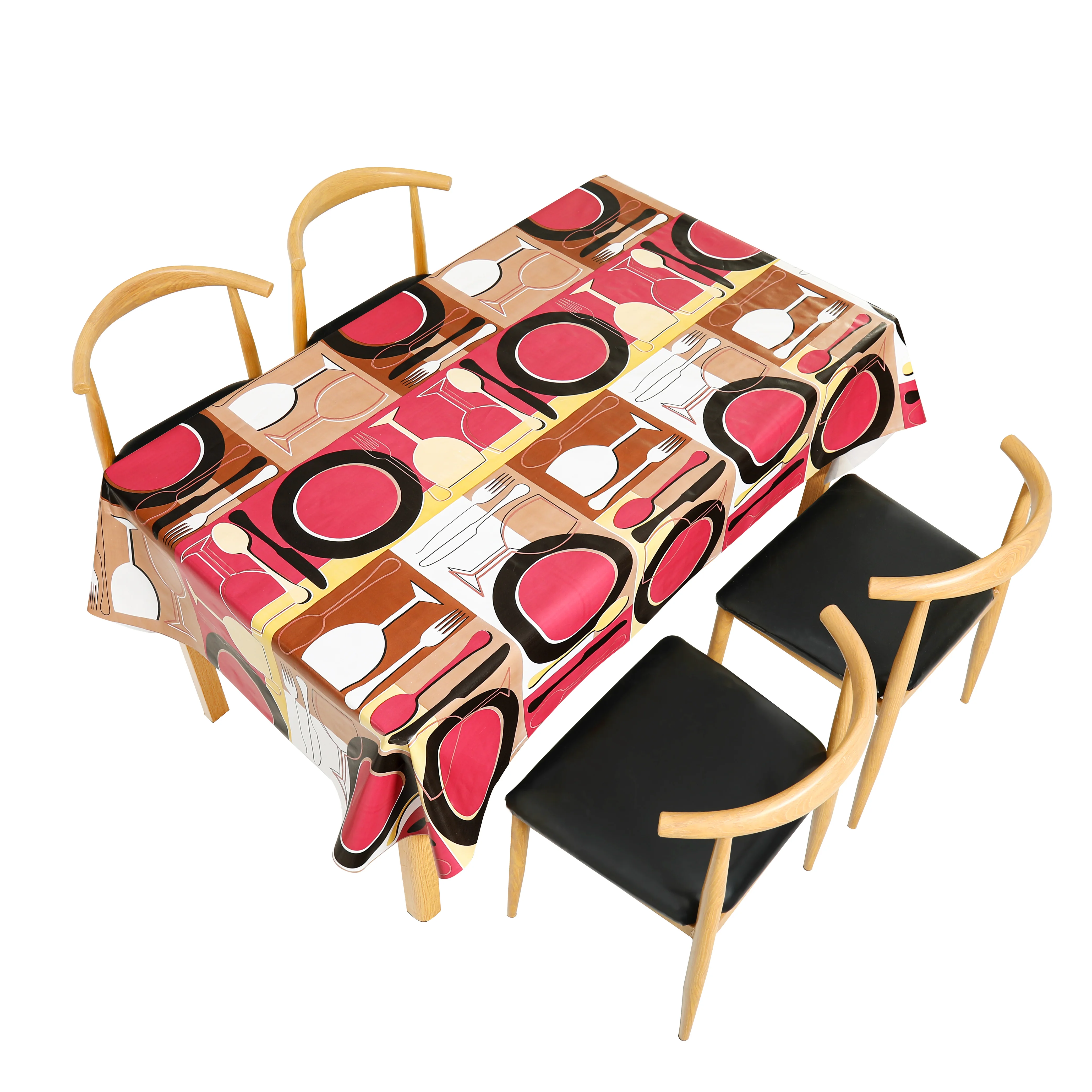 hot beautiful print coffee designs waterproof polyester table cloth non woven backing