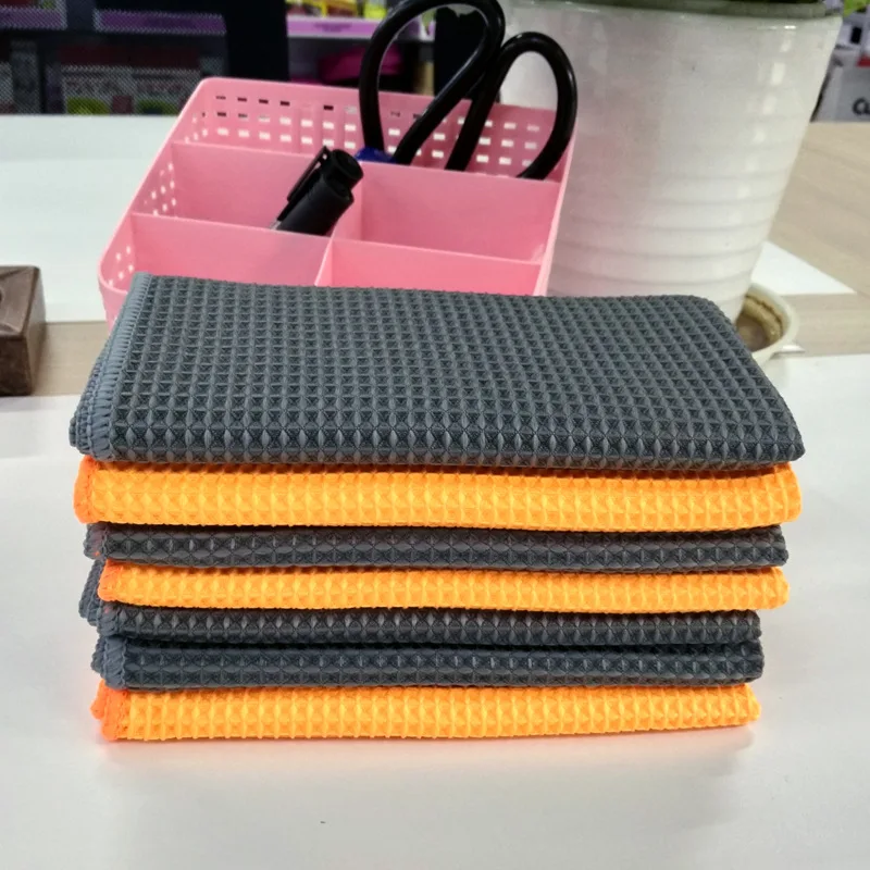 Car Wash Towel Glass Cleaning Water Drying Microfiber Window Clean Wipe Auto Detailing Waffle Weave for Kitchen Bath 40*40cm