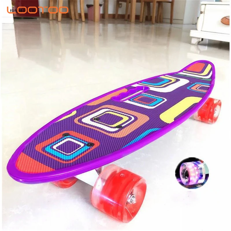 New Skate Board Plastic Colorful Learning Cruiser Skateboard Kids Scooter for Boys Girls Beginner