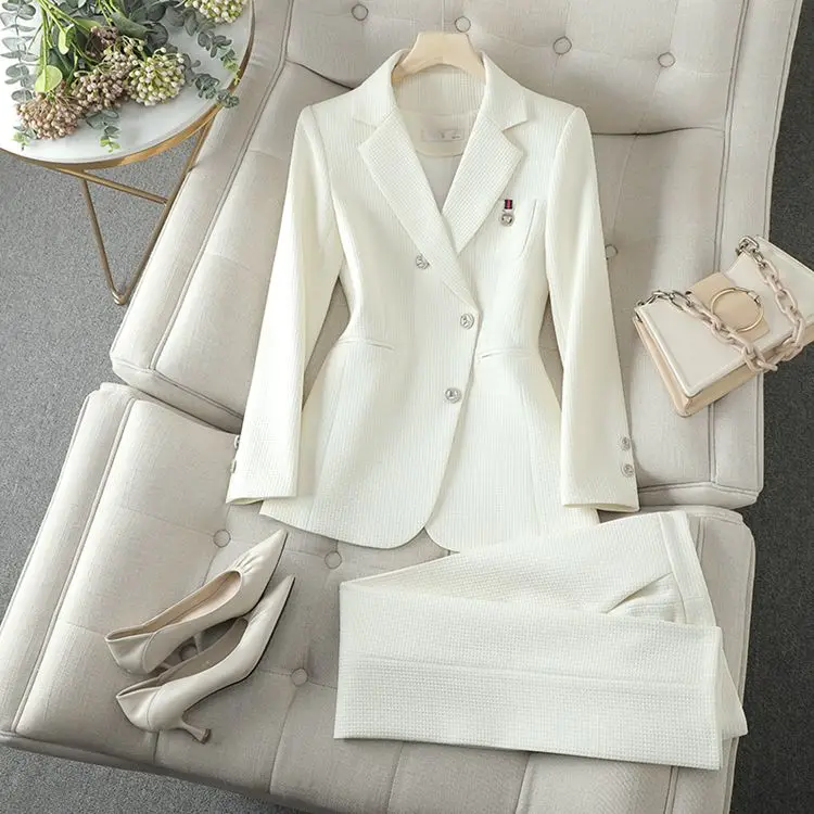 Formal Wear Casual Latest Business Woman Office Lady Blazer Suit Set ladies tuxedo pant suit design for women