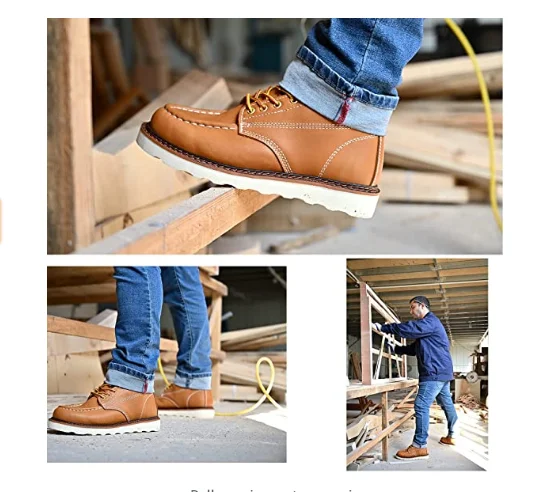 Crazy Horse Leather EVA Phylon Sole Goodyear welted Work Boots safety shoes for mens