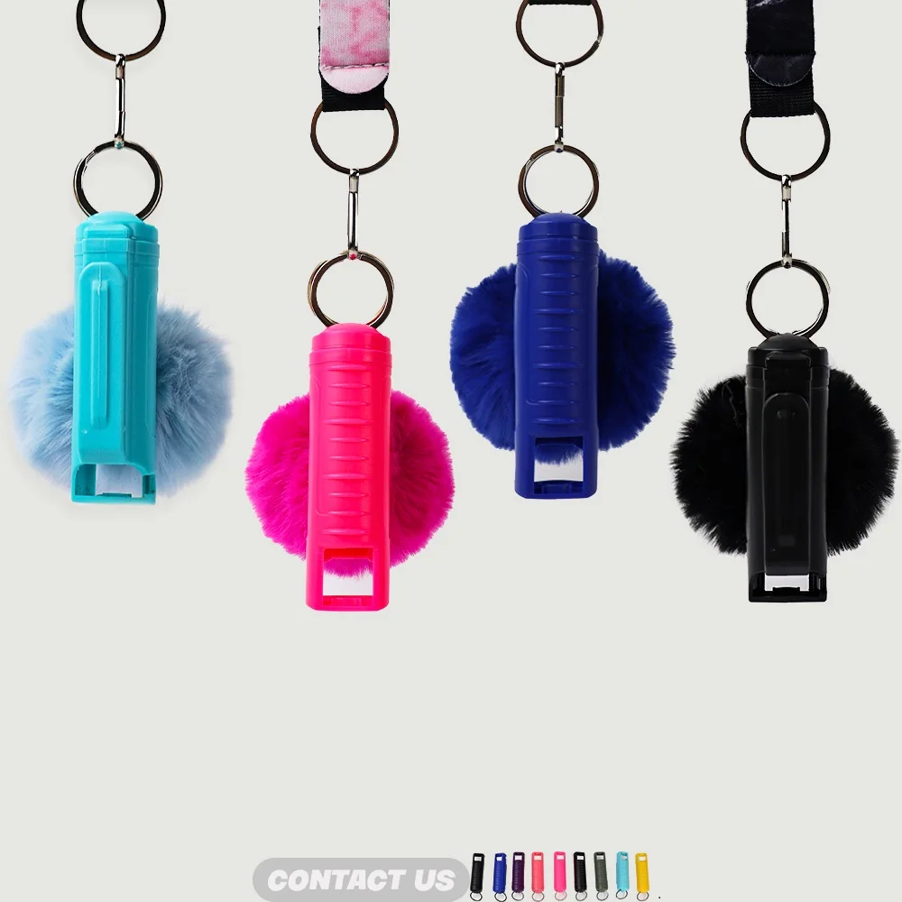 Factory wholesale promotional women keychain shell pepper spray plastic hard shell keychain