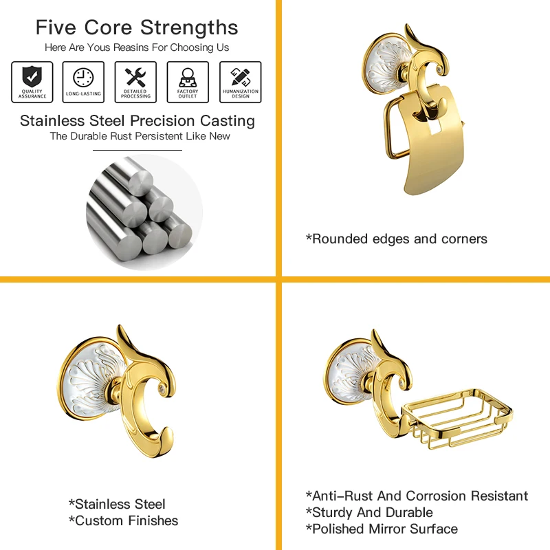 Wholesale New Design Modern Style Bathroom Stainless Steel Accessories Set For Hotel