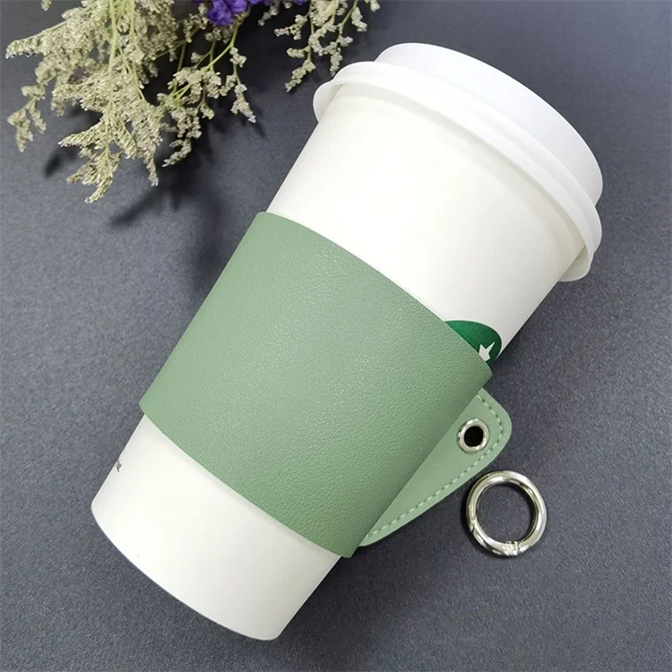 Wholesale a large number of PU leather coffee cups paper cups anti scalding reusable cup covers