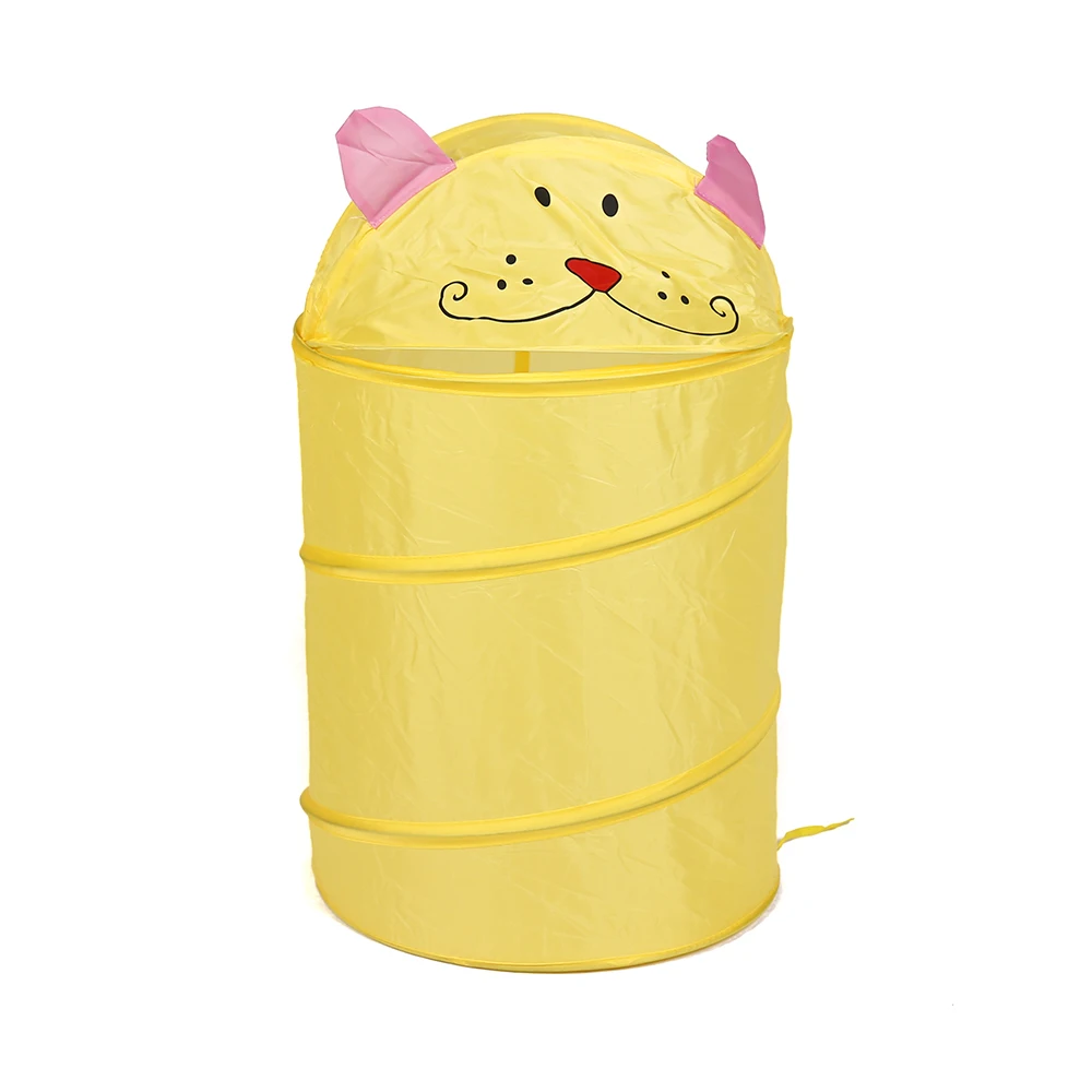 Hot Sale Polyester Collapsible pop up hamper laundry baskets Round Cartoon Laundry Hamper